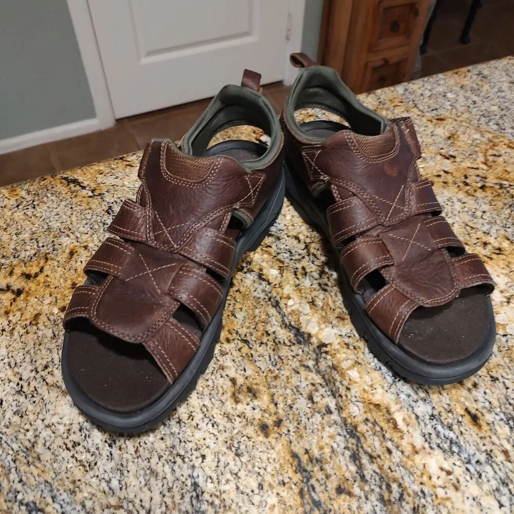 Rockport Rocklake Fisherman Sandals Brown Leather CI6849 Men's Size 8W EUC - Picture 3 of 12